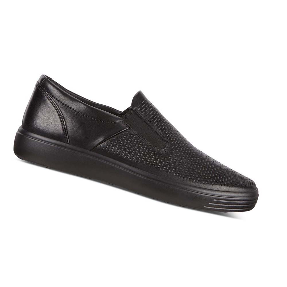 Men\'s Ecco Soft 7 Slip-on Sneakers Black | Canada 635WNB